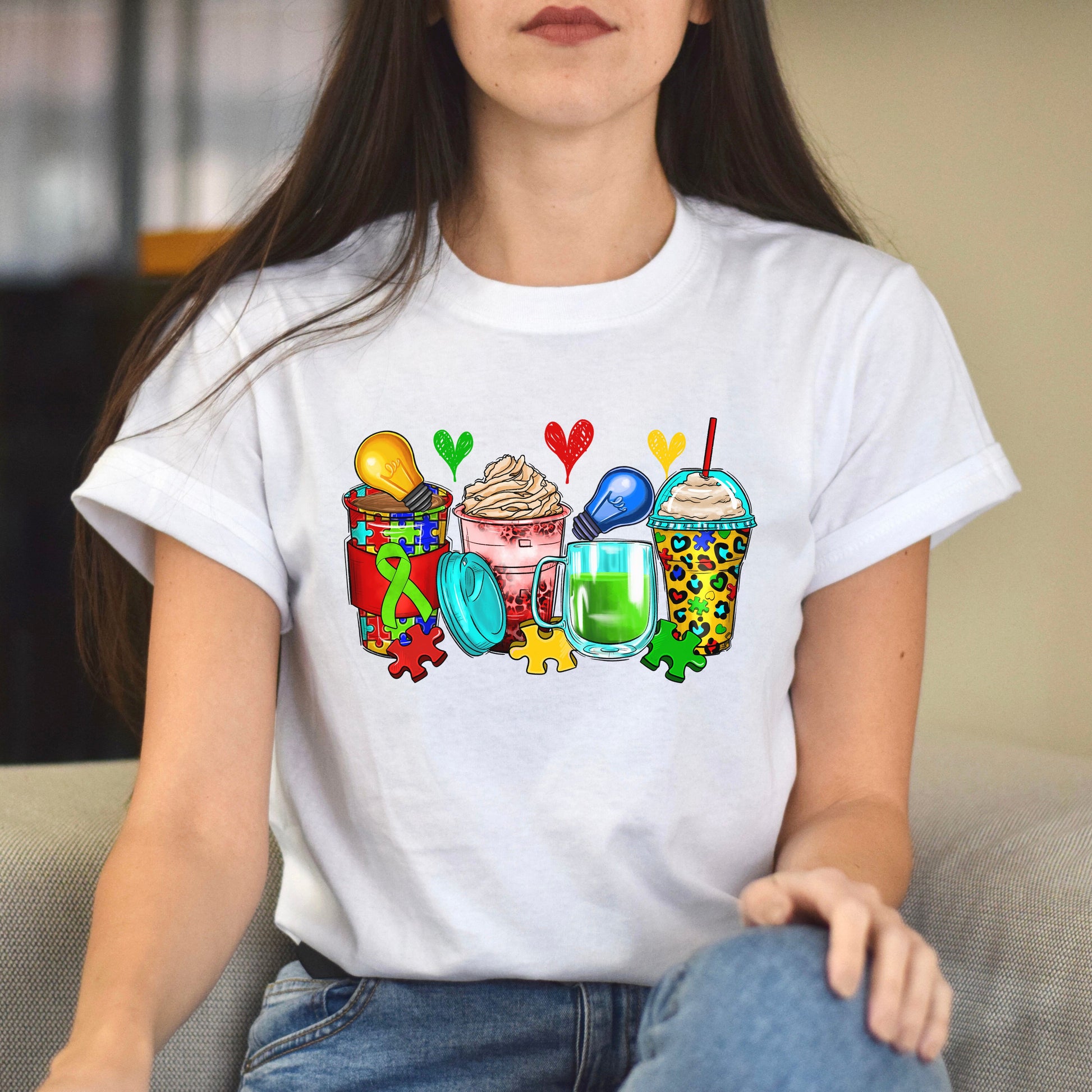 Autism awareness and coffee cups unisex tshirt S-5XL-Family-Gift-Planet