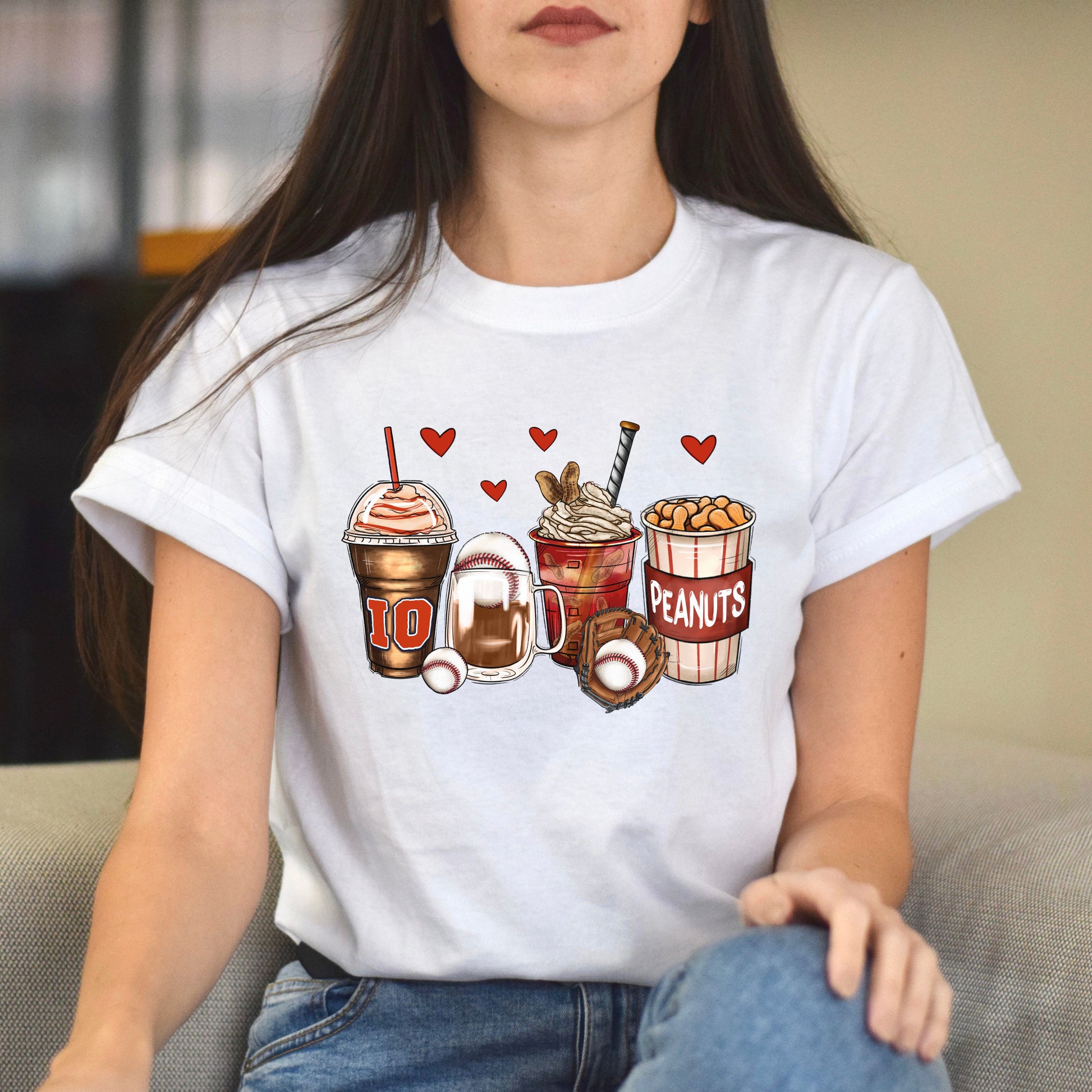 Baseball and coffee cups unisex tshirt baseball lover S-5XL-Family-Gift-Planet