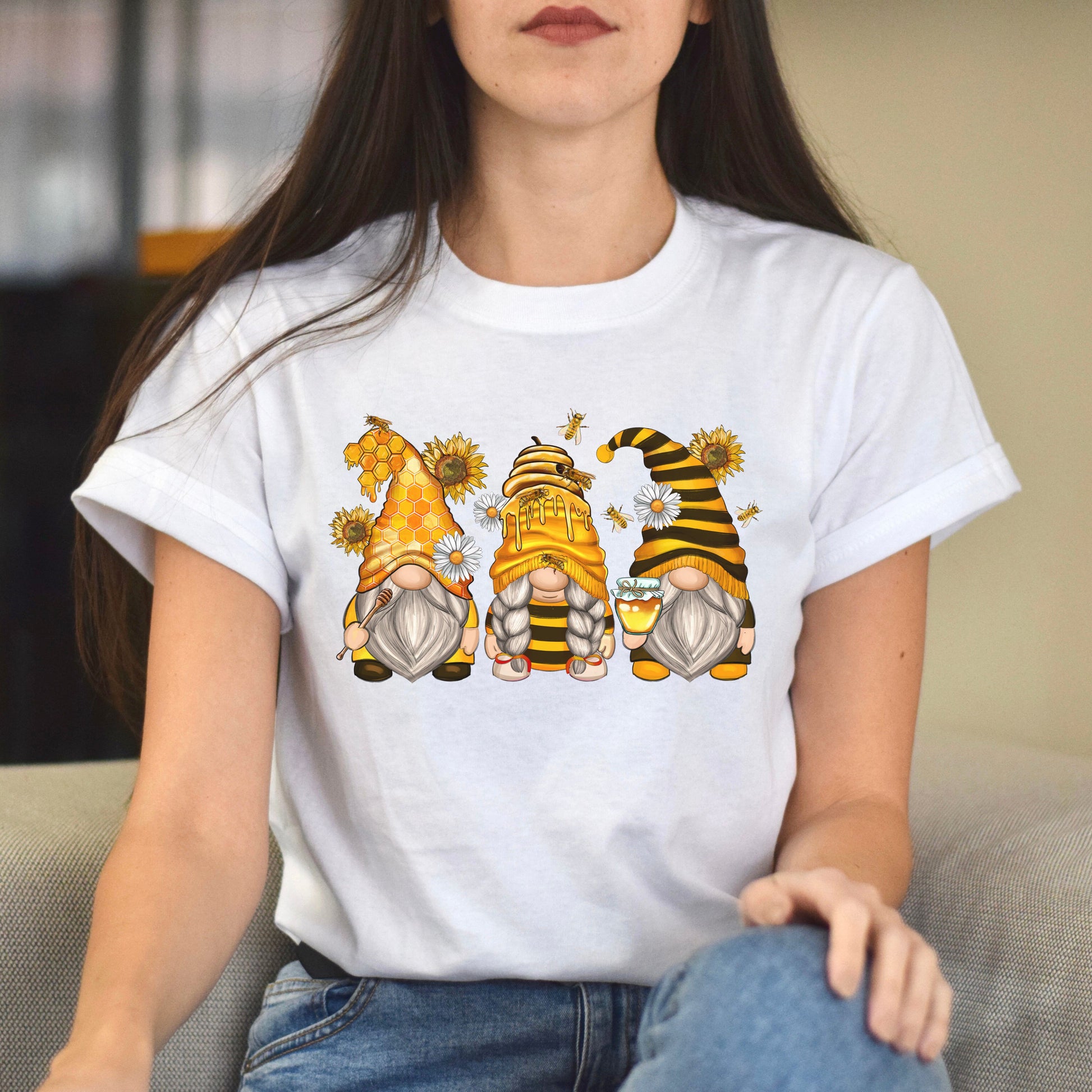 Bumble bee Gnomes Unisex shirt honey lover Christmas gift White Sand-White-Family-Gift-Planet