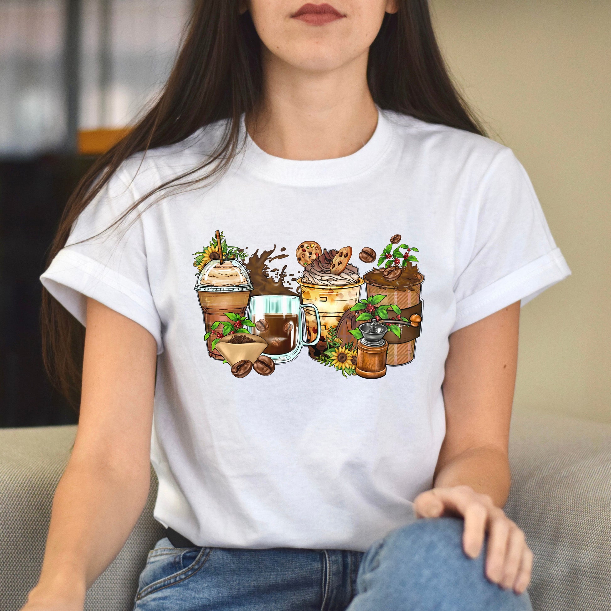 Coffee lover coffee cups unisex tshirt barista tee S-5XL-Family-Gift-Planet