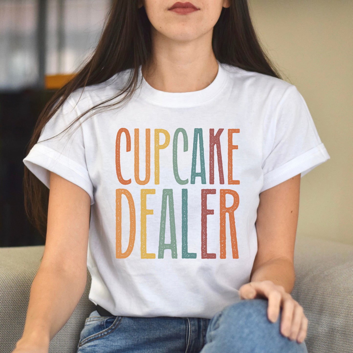 Cupcake dealer Unisex T-Shirt cupcake Baker mama tee Black Dark Heather White-White-Family-Gift-Planet