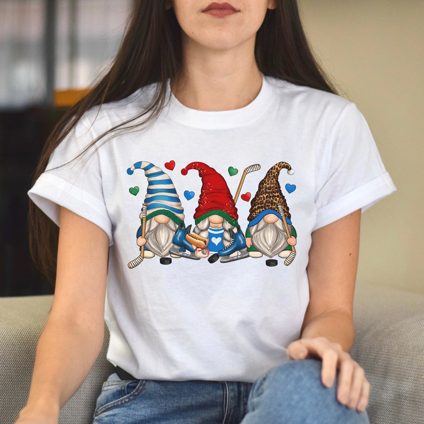 Hockey Gnomes Unisex shirt Hockey player Christmas gift White Sand-White-Family-Gift-Planet