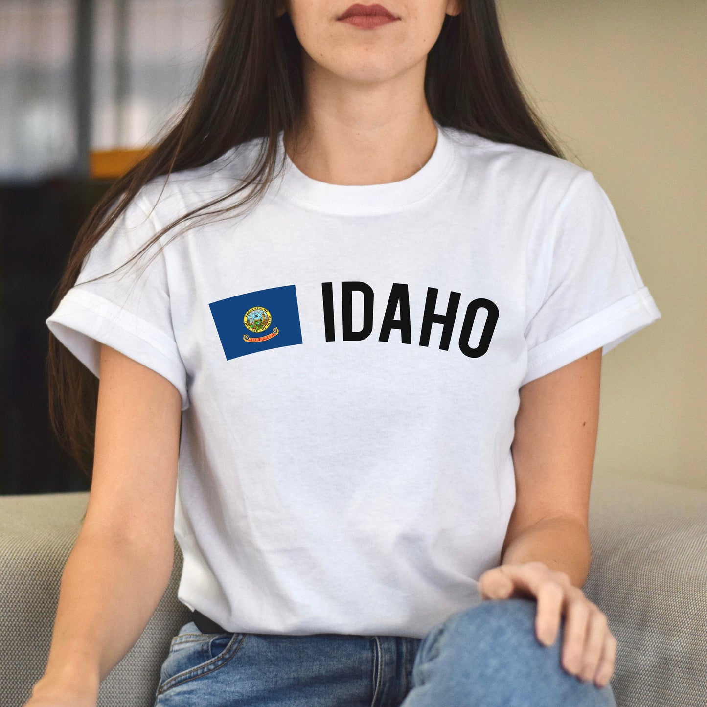 Idaho Unisex T-shirt gift Idaho flag tee Boise Meridian Nampa White Black-White-Family-Gift-Planet
