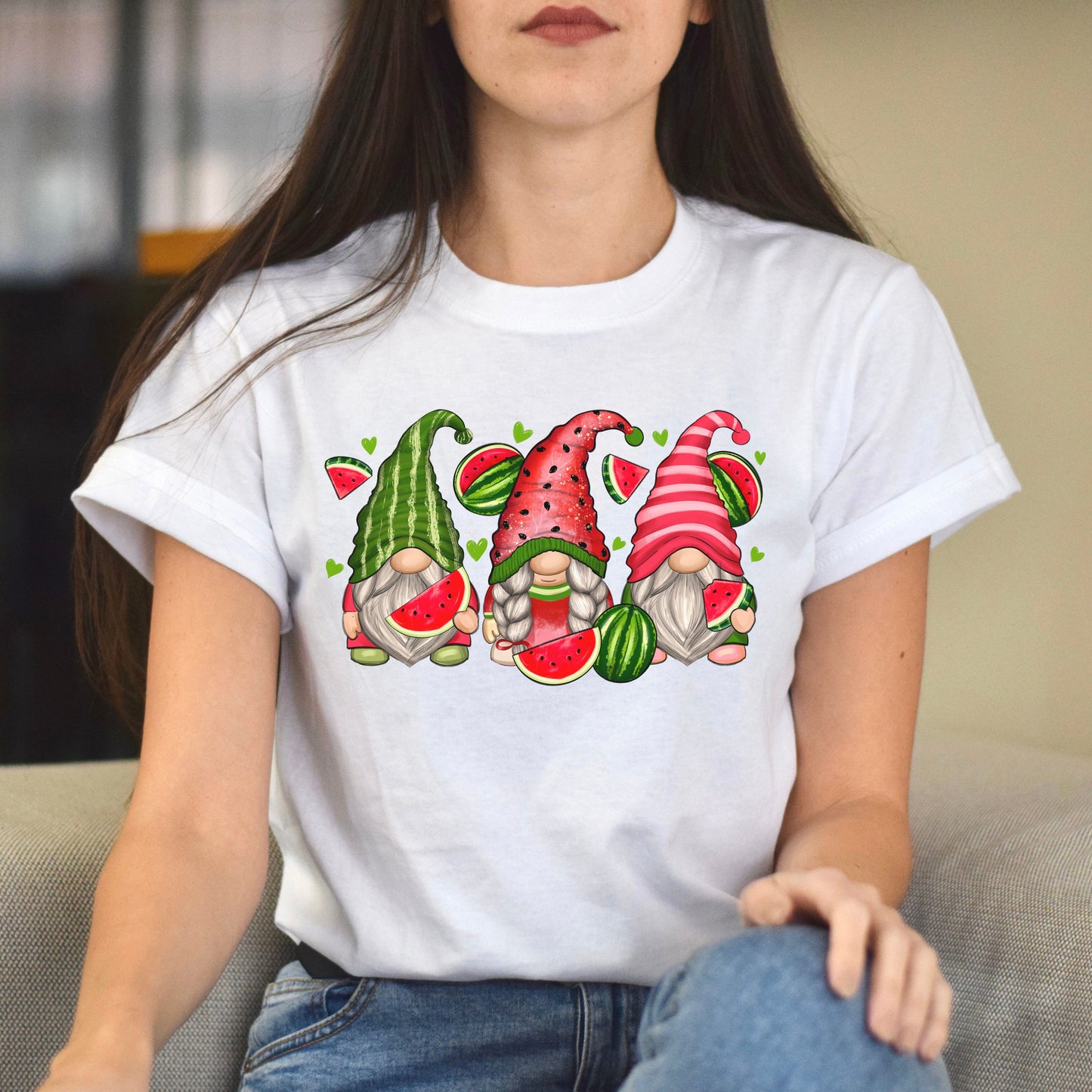 Watermelon Gnomes Unisex shirt watermelon lover Christmas gift White Sand-White-Family-Gift-Planet