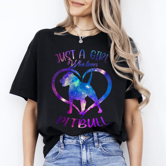 Pitbull mama heart T-Shirt gift Just a girl who loves Pitbull Dog mom Unisex tee Black Navy Dark Heather-Black-Family-Gift-Planet