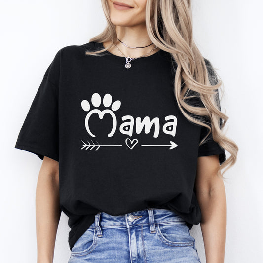 Dog Mama T-Shirt gift Dog owner paw dog mom Unisex tee Black Navy Dark Heather-Black-Family-Gift-Planet