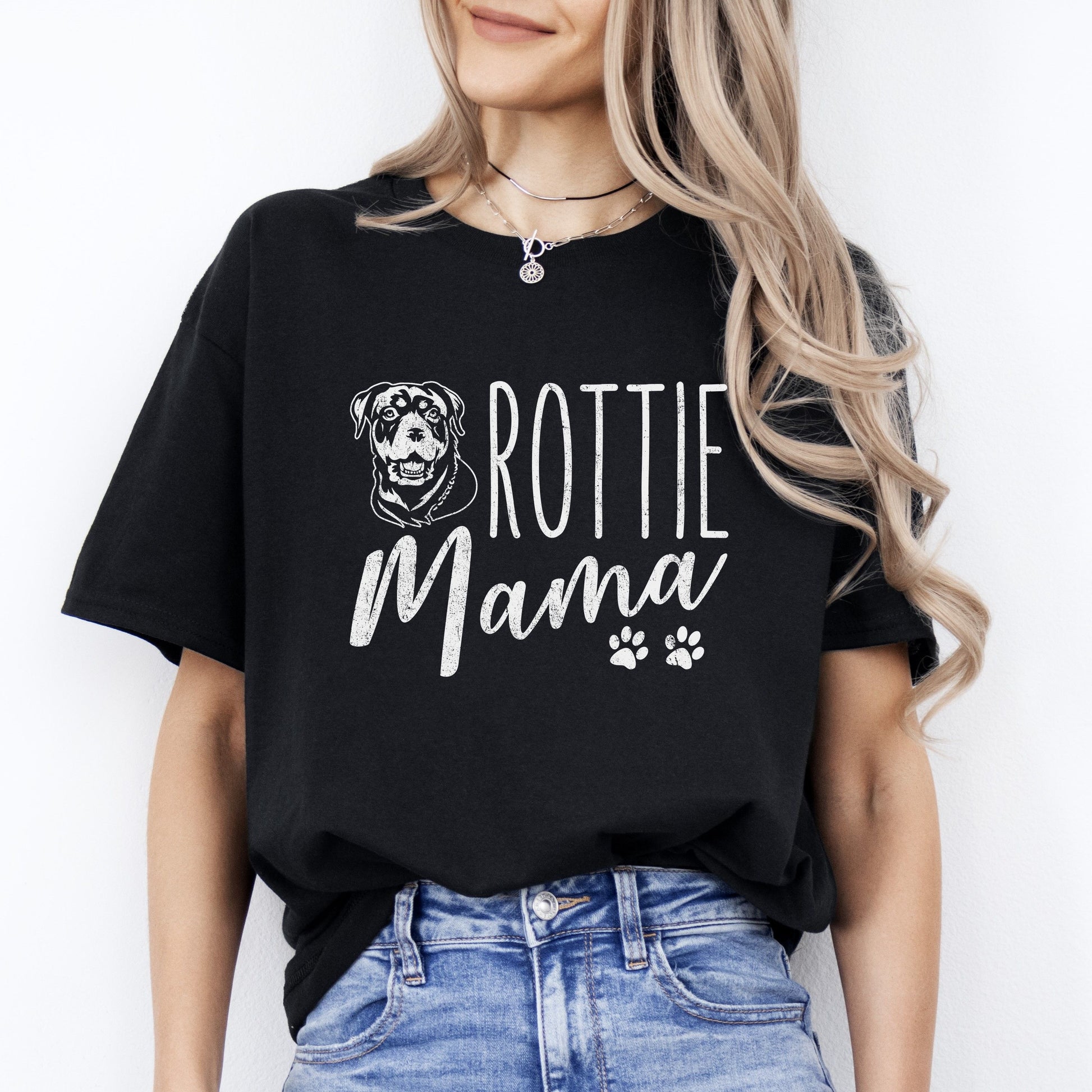 Rottie Mama T-Shirt gift Rottweiler Dog mom Unisex tee Black Navy Dark Heather-Black-Family-Gift-Planet