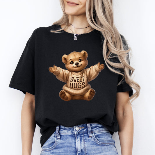 Teddy Bear sweet hugs T-Shirt gift Cute teddy bear toy Unisex tee Black Navy Dark Heather-Black-Family-Gift-Planet