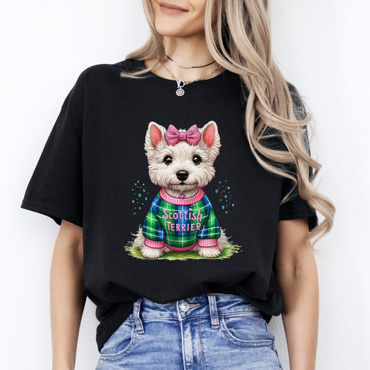 Scottish Terrier T-Shirt gift cute Scottish Terrier dog girl Unisex tee Black Navy Dark Heather-Black-Family-Gift-Planet