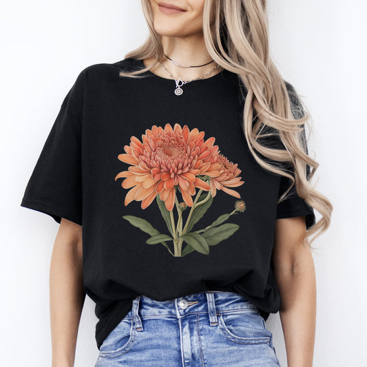 Chrizantema lover T-Shirt gift Aster flower Unisex tee Black Navy Dark Heather-Black-Family-Gift-Planet