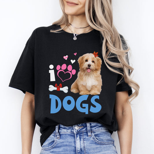 I love Dogs T-Shirt gift Cute dog lover Dog mom Unisex tee Black Navy Dark Heather-Black-Family-Gift-Planet