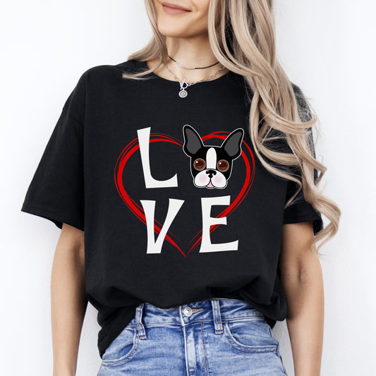 Love Dog heart T-Shirt gift Dog mom Unisex tee Black Navy Dark Heather-Black-Family-Gift-Planet