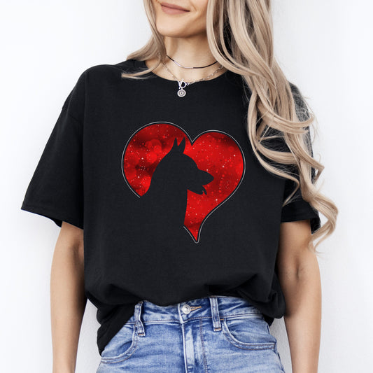 Red Heart Dog love T-Shirt gift Doberman Dog mom Unisex tee Black Navy Dark Heather-Black-Family-Gift-Planet