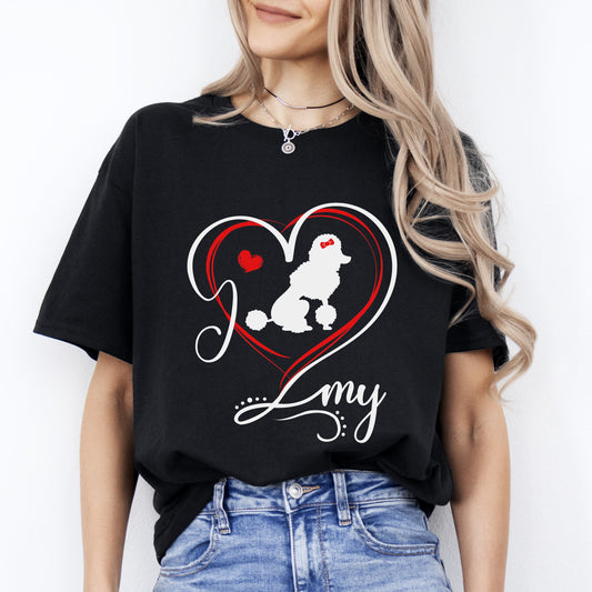 I love my Poodle heart T-Shirt gift Poodle Dog mom Unisex tee Black Navy Dark Heather-Black-Family-Gift-Planet