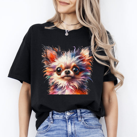 Chihuahua mama T-Shirt gift Bright colorful faithful dog Unisex tee Black Navy Dark Heather-Black-Family-Gift-Planet