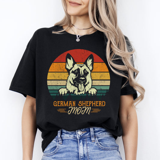 German Shepherd Mom T-Shirt gift Retro Shepherd Dog mama Unisex tee Black Navy Dark Heather-Black-Family-Gift-Planet