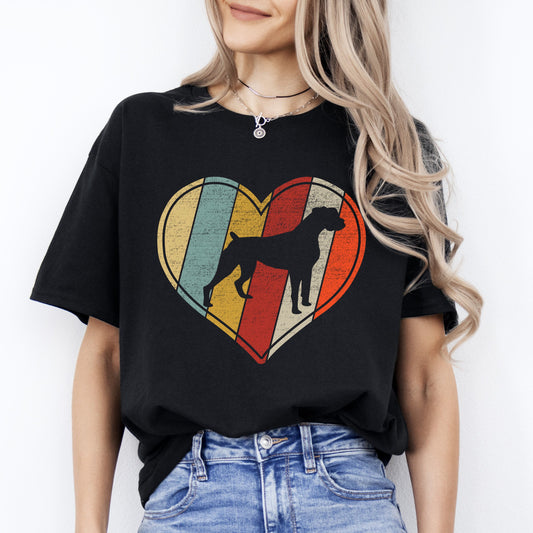 Retro Dog Heart T-Shirt gift Bulldog Dog mom Unisex tee Black Navy Dark Heather-Black-Family-Gift-Planet