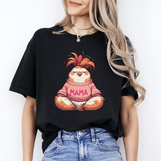 Mama T-Shirt gift Chicken mom do yoga meditation Unisex tee Black Navy Dark Heather-Black-Family-Gift-Planet