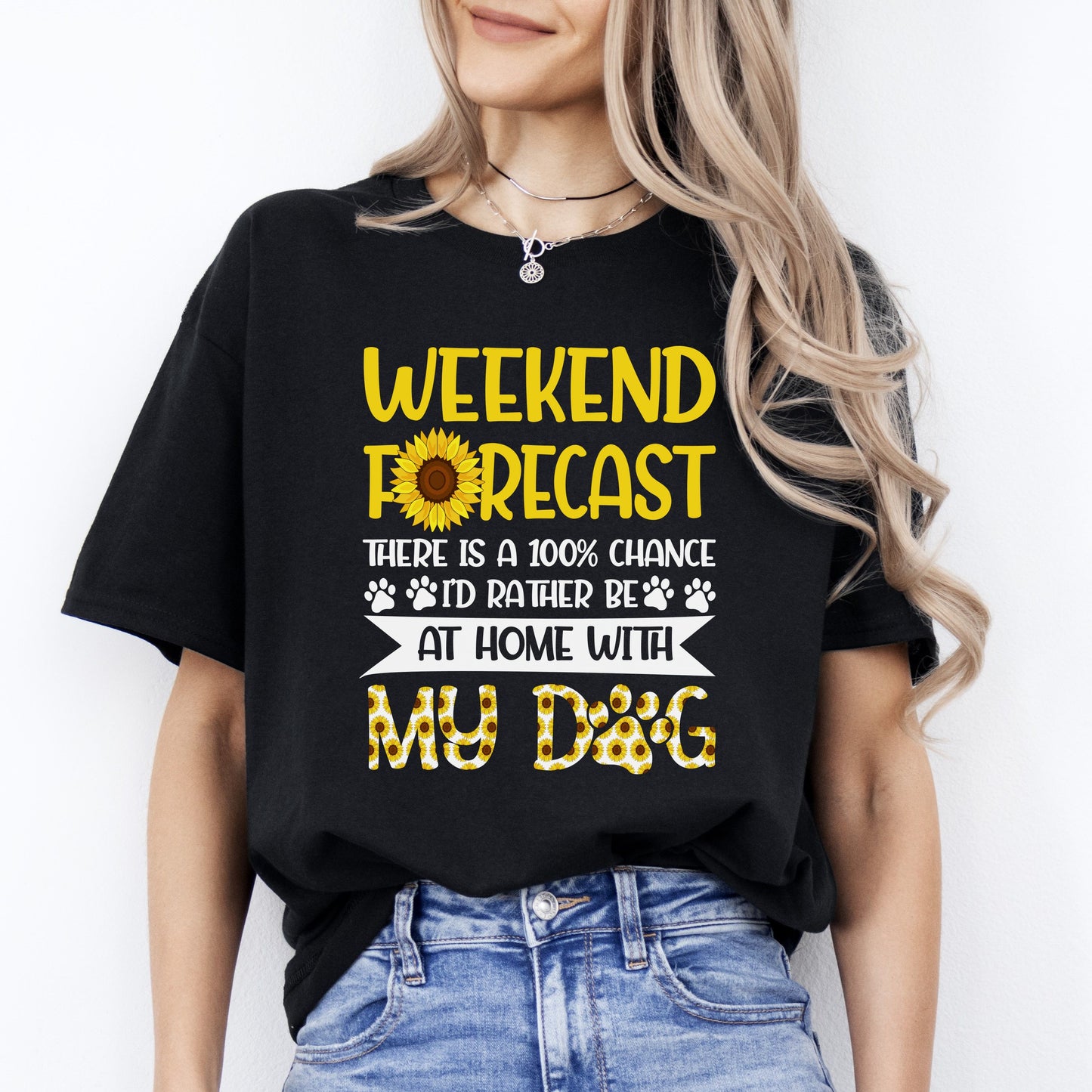 At home with my dog T-Shirt gift Sunflower Social distance Dog mom Unisex tee Black Navy Dark Heather-Black-Family-Gift-Planet