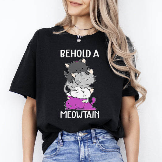 Behold a meowtain T-Shirt gift Funny cat pile Cat mom Unisex Tee Black Navy Dark Heather-Black-Family-Gift-Planet