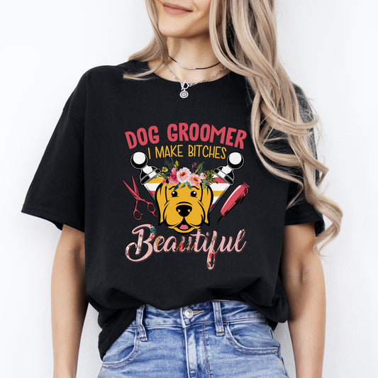 Dog Groomer T-Shirt gift Funny pet groomer Unisex tee Black Navy Dark Heather-Black-Family-Gift-Planet