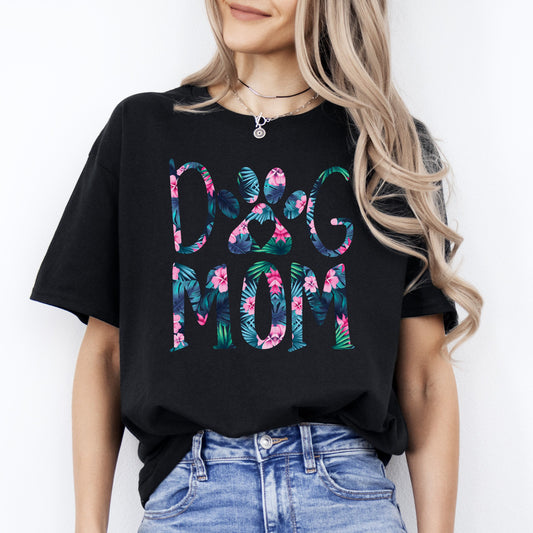 Dog Mom jungle T-Shirt gift Flowers Leaves Dog mom Unisex tee Black Navy Dark Heather-Black-Family-Gift-Planet