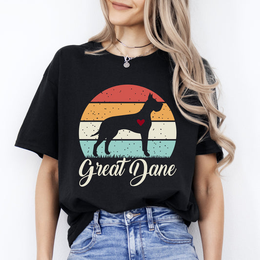 Great Dane T-Shirt gift Retro Great Dane Dog mom Unisex Tee Black Navy Dark Heather-Family-Gift-Planet