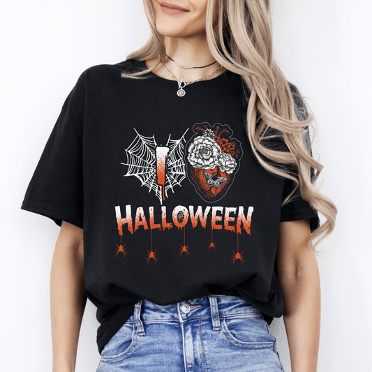 I love Halloween Unisex T-Shirt Scary anatomical heart Halloween Cardiology nurse tee Black Dark Heather-Black-Family-Gift-Planet