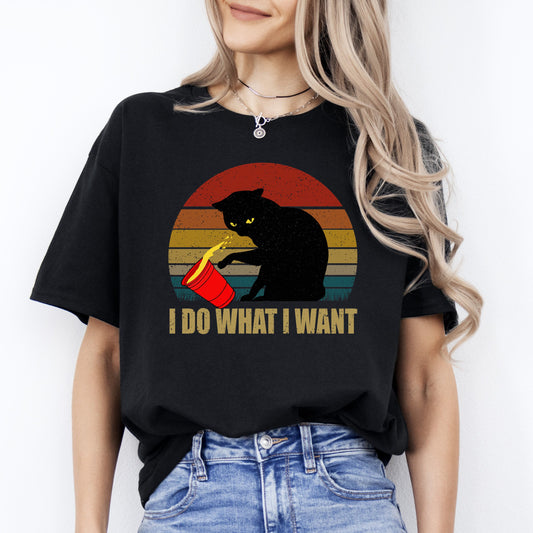 I do what I want T-Shirt gift Retro Sneaky Cat Black cat mom Unisex Tee Black Navy Dark Heather-Black-Family-Gift-Planet