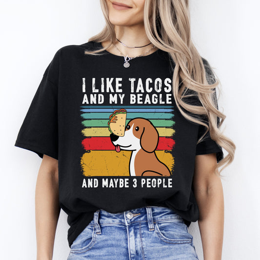 I like tacos and my beagle and maybe 3 people T-Shirt gift Retro Beagle Dog mom Unisex Tee Black Navy Dark Heather-Black-Family-Gift-Planet