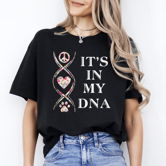 Dogs Its in my DNA T-Shirt gift Peace love Dog mom Unisex tee Black Navy Dark Heather-Black-Family-Gift-Planet