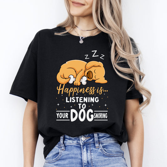 Happiness is Listening to your dog snoring T-Shirt gift Dog mom Unisex tee Black Navy Dark Heather-Black-Family-Gift-Planet