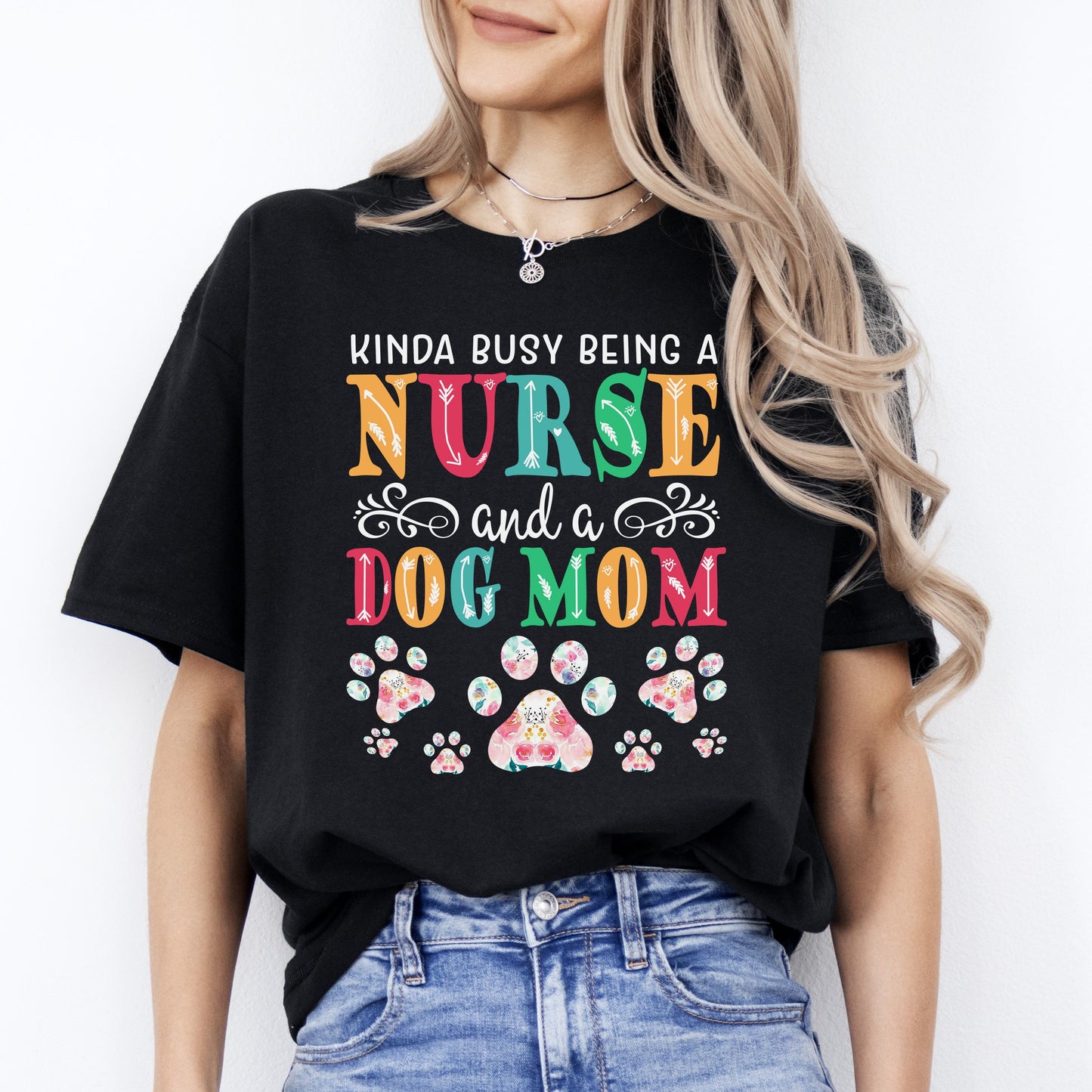 Nurse Dog Mom T-Shirt gift Registered Nurse Dog mom Unisex tee Black Navy Dark Heather-Black-Family-Gift-Planet