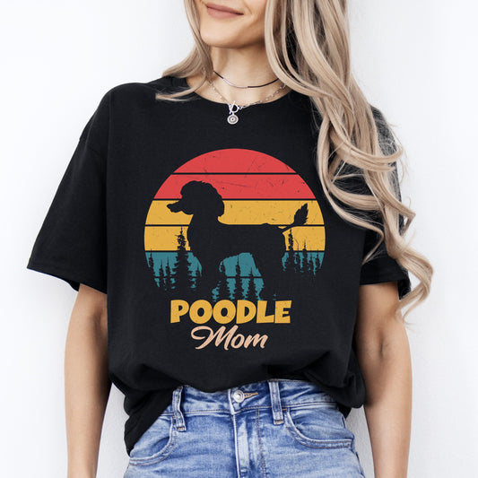 Poodle mom T-Shirt gift Retro Poodle Dog owner Unisex Tee Black Navy Dark Heather-Black-Family-Gift-Planet