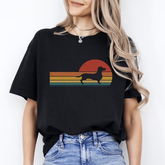 Retro Dachshund T-Shirt gift Dachshund Dog mama Unisex Tee Black Navy Dark Heather-Black-Family-Gift-Planet