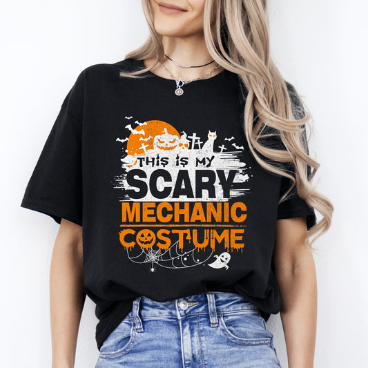 Scary mechanic costume Halloween Unisex T-Shirt Mechanic gift engineer tee Black Dark Heather-Black-Family-Gift-Planet