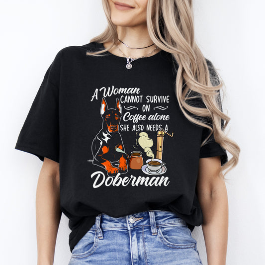 She also needs a Doberman T-Shirt gift Coffee and Doberman Dog mom Unisex tee Black Navy Dark Heather-Black-Family-Gift-Planet