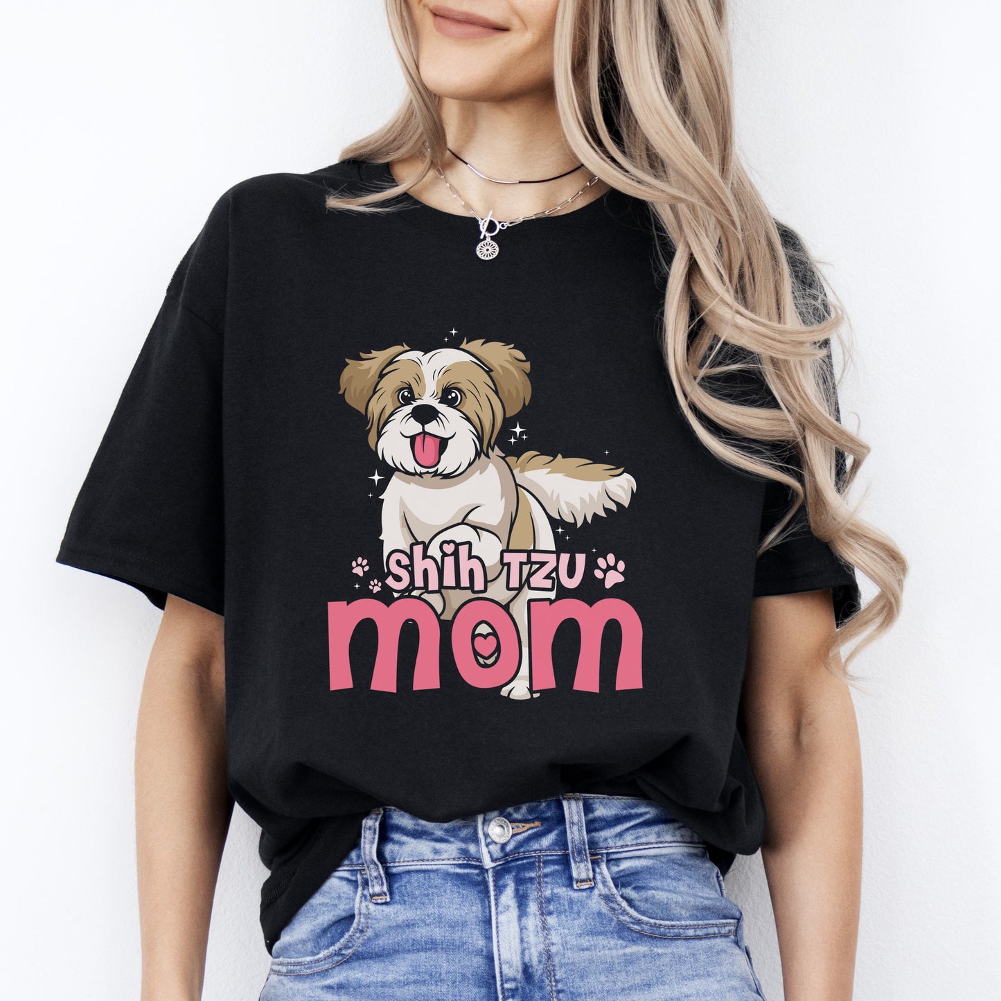 Shihtzu Mom T-Shirt gift Shih Tzu Dog mama Unisex tee Black Navy Dark Heather-Black-Family-Gift-Planet