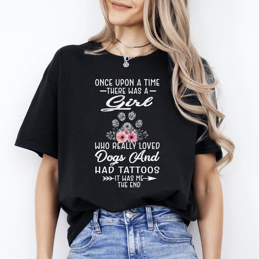 Tatoo girls love dogs T-Shirt gift Tattoed Dog mom Unisex tee Black Navy Dark Heather-Black-Family-Gift-Planet