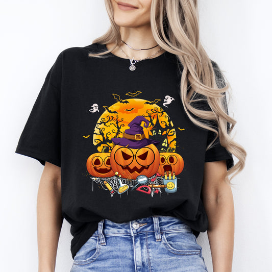 Teacher Halloween Unisex T-Shirt Scary school teachers squad crazy pumpkins tee Black Dark Chocolate-Black-Family-Gift-Planet