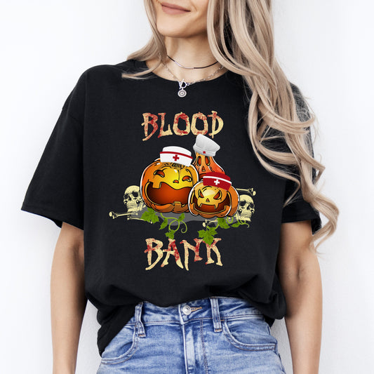 Blood Bank Halloween Unisex T-Shirt Scary Spooky Blood bank Laboratory Technician tee Black Dark Heather-Black-Family-Gift-Planet