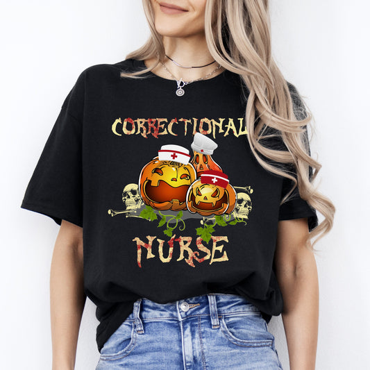 Correctional nurse Halloween Unisex T-Shirt Scary Spooky prison nurse tee Black Dark Heather-Black-Family-Gift-Planet