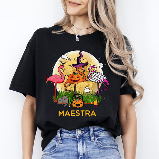 Maestra Halloween Unisex T-Shirt Scary Spooky Spanish Teacher tee Black Dark Heather-Black-Family-Gift-Planet