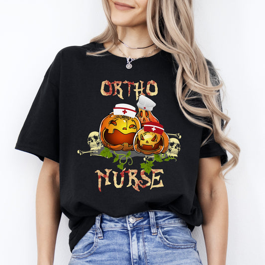 Ortho nurse Halloween Unisex T-Shirt Scary Spooky Orthopedics nurse Orthodontist tee Black Dark Heather-Black-Family-Gift-Planet