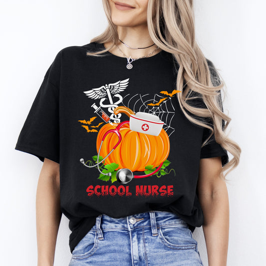 School nurse Halloween Unisex T-Shirt Scary Spooky school counselor tee Black Dark Heather-Black-Family-Gift-Planet