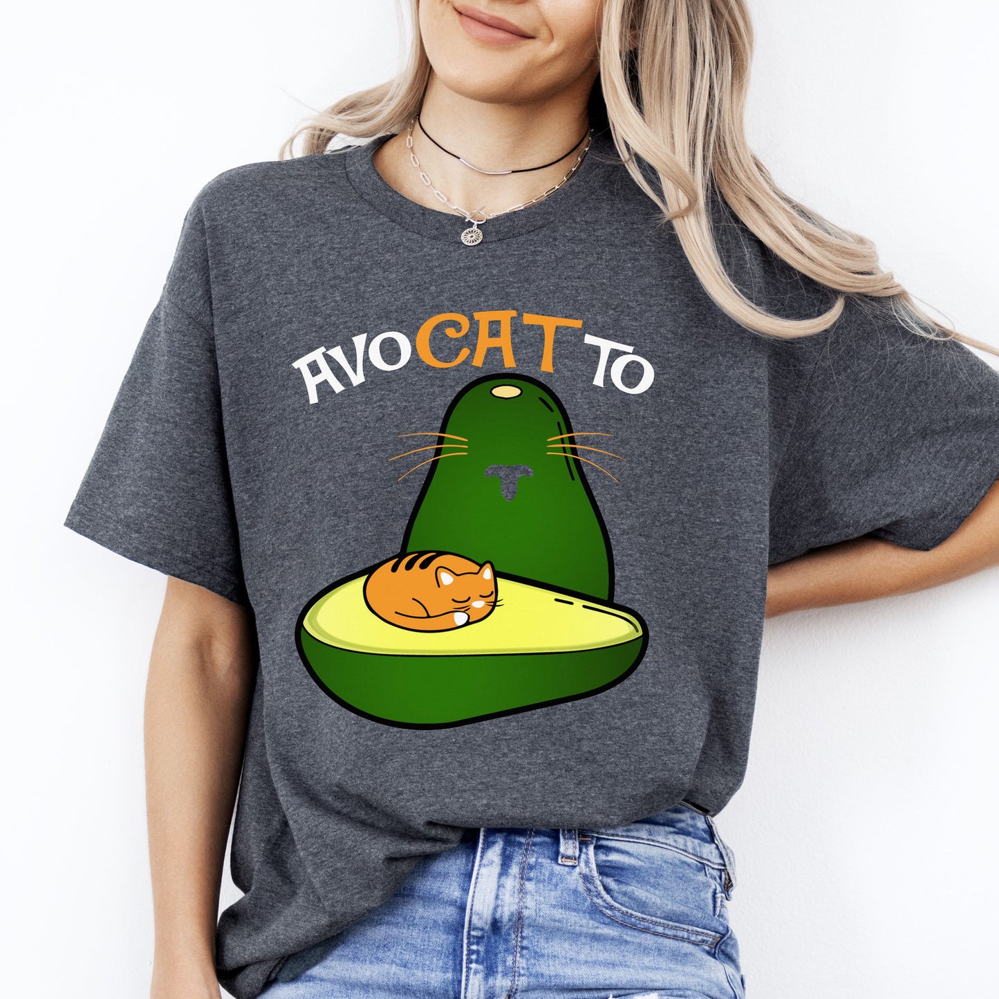 Avocatto T-Shirt gift Avocado Kitten lover Cat mom Unisex Tee Black Navy Dark Heather-Dark Heather-Family-Gift-Planet