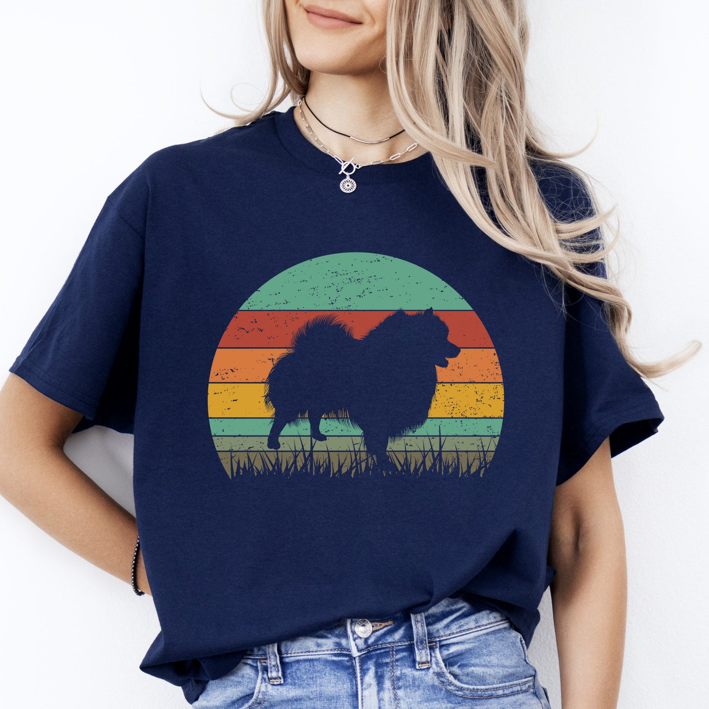 Retro Dog T-Shirt gift 90s style Dog mom Unisex tee Black Navy Dark Heather-Navy-Family-Gift-Planet