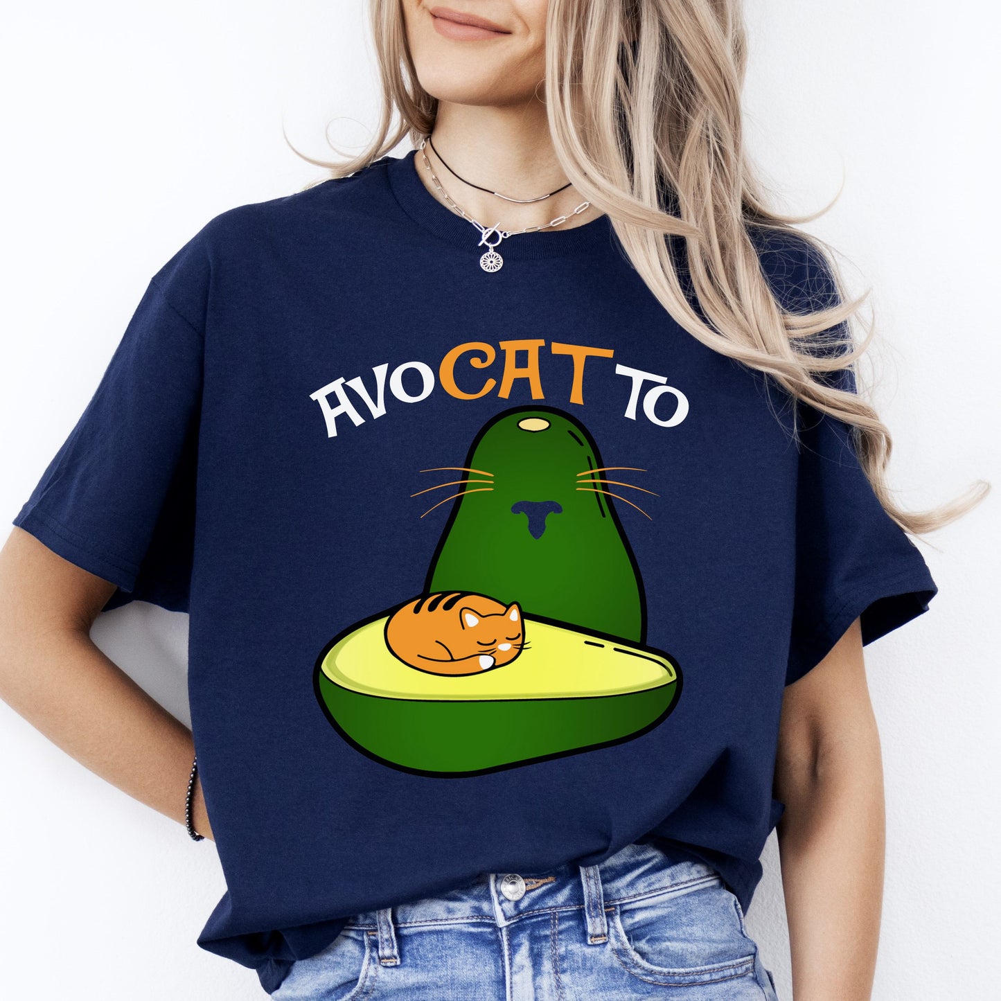 Avocatto T-Shirt gift Avocado Kitten lover Cat mom Unisex Tee Black Navy Dark Heather-Navy-Family-Gift-Planet