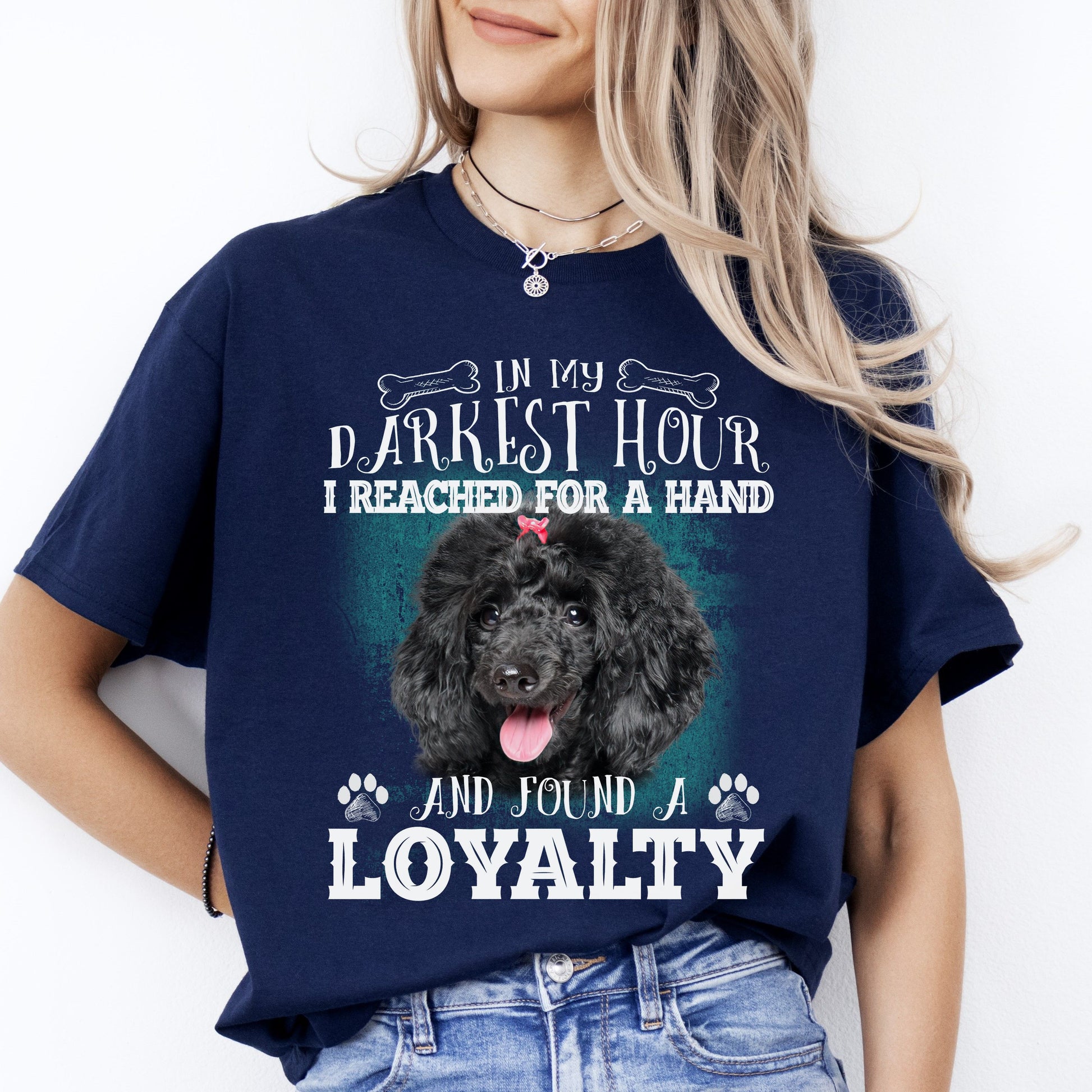 I reach for a hand and found a loyalty T-Shirt gift Poodle Dog mom Unisex tee Black Navy Dark Heather-Navy-Family-Gift-Planet