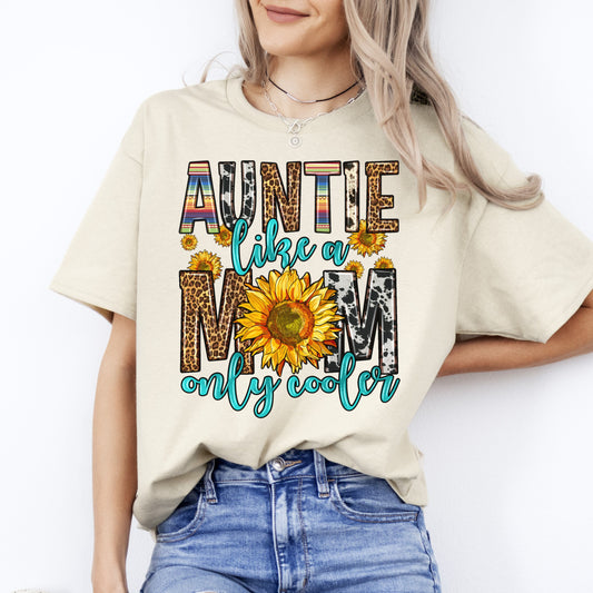 Auntie like a mom only cooler T-Shirt Aunt Birthday gift Unisex tee Sand White Sport Grey-Sand-Family-Gift-Planet